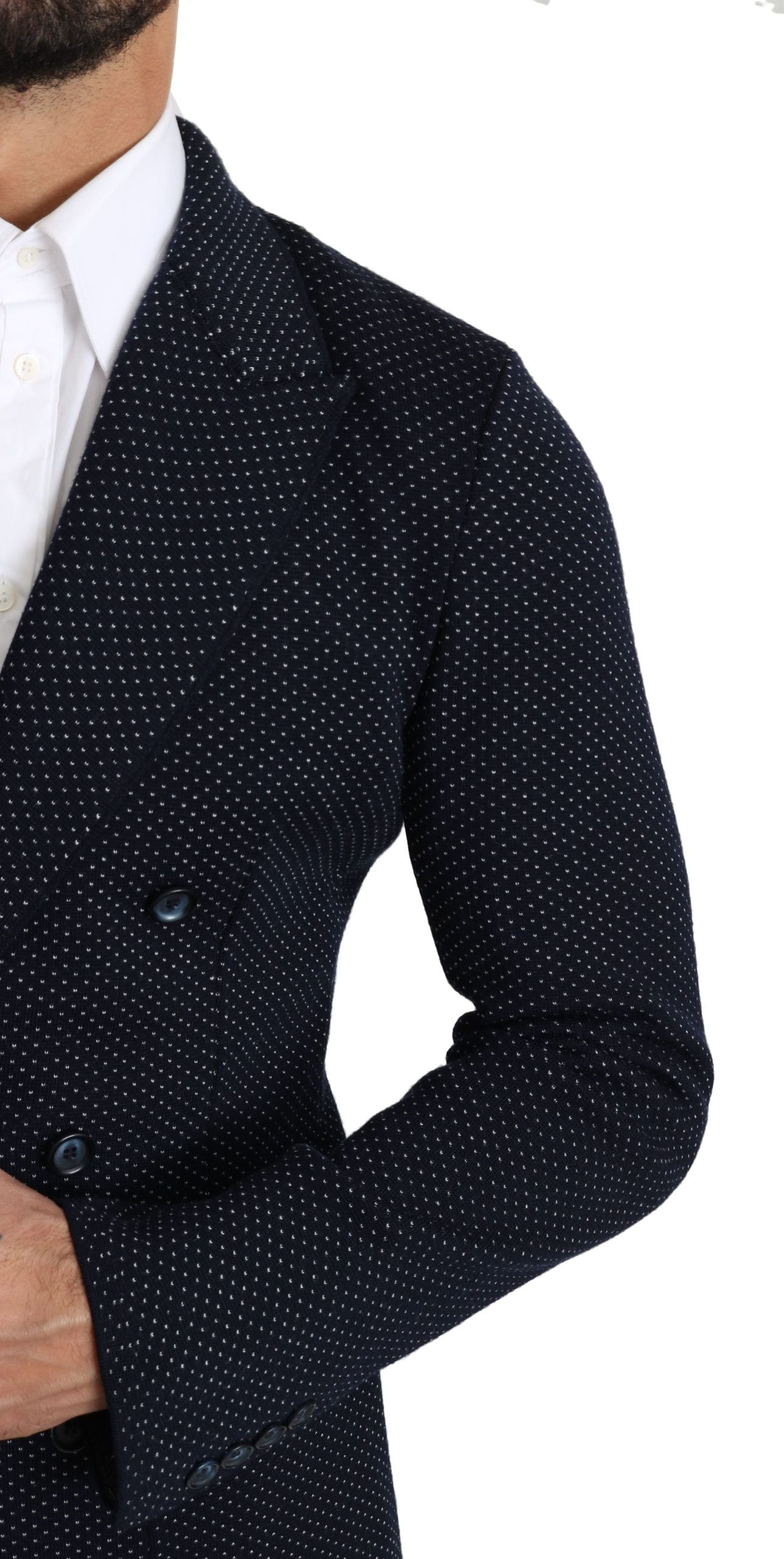 Blazer cruzado con lunares azul oscuro