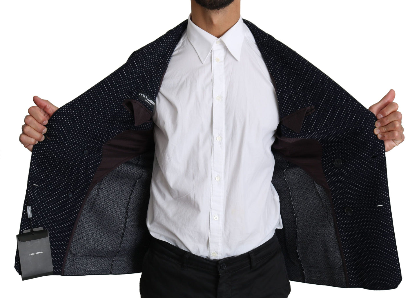 Blazer cruzado con lunares azul oscuro