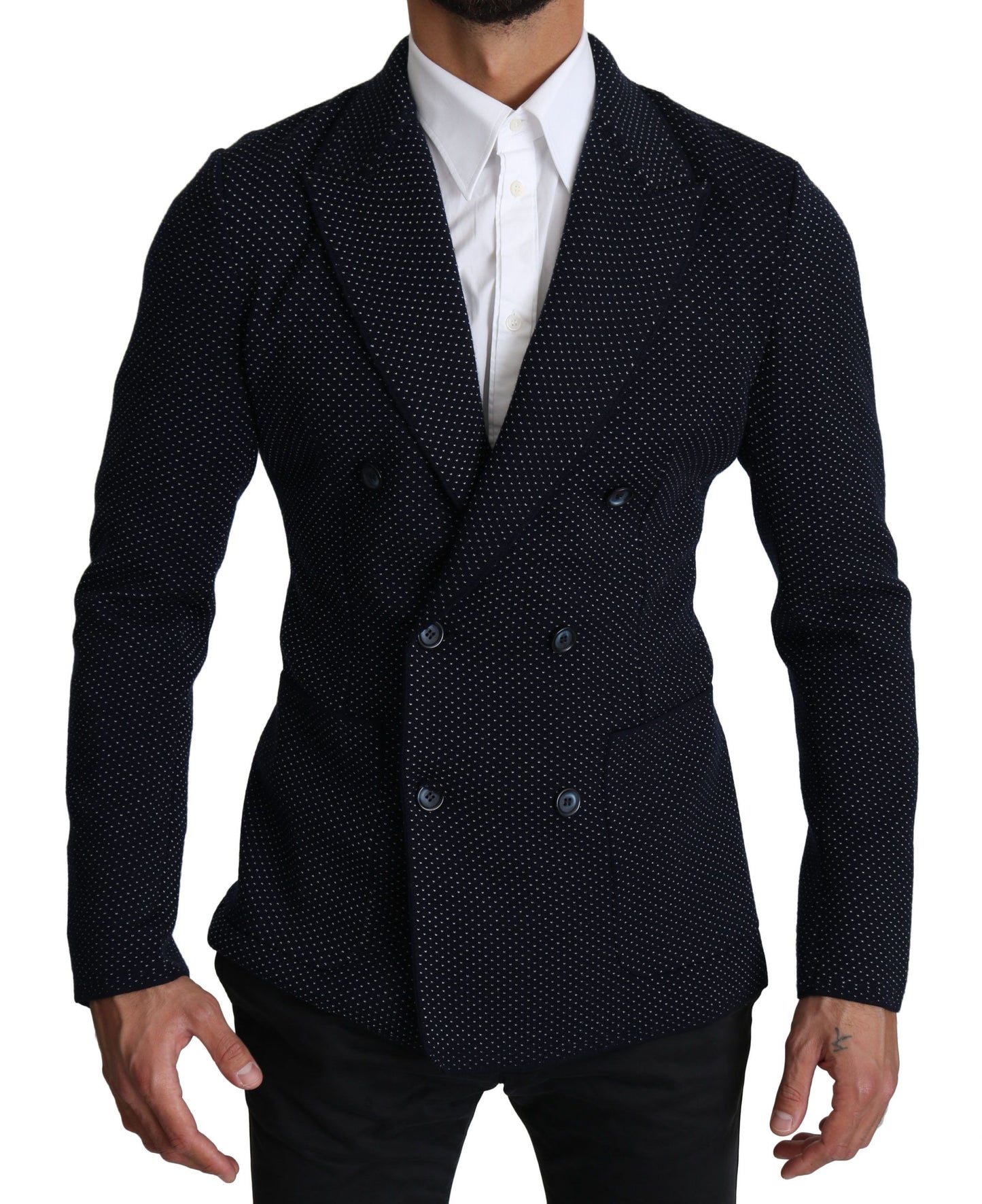 Blazer cruzado con lunares azul oscuro