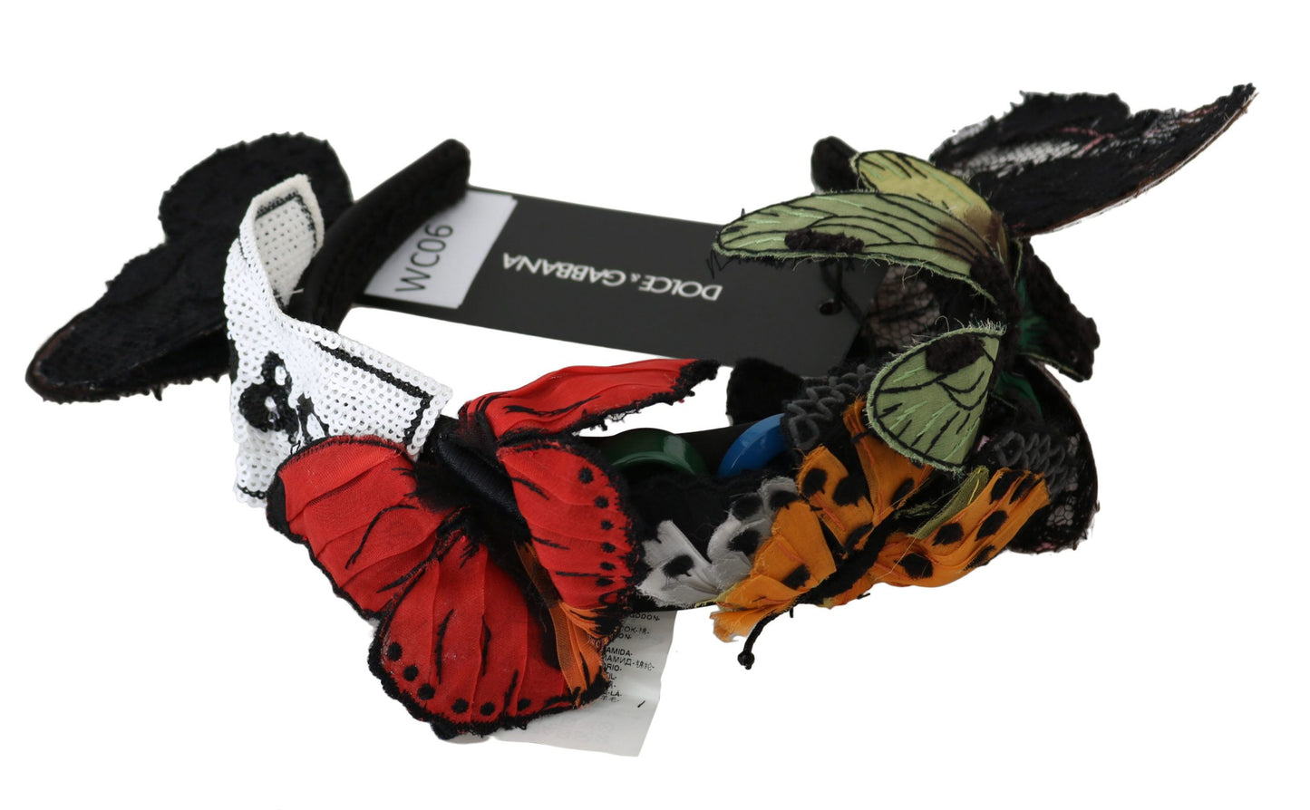 Diadema con lentejuelas y mariposas florales