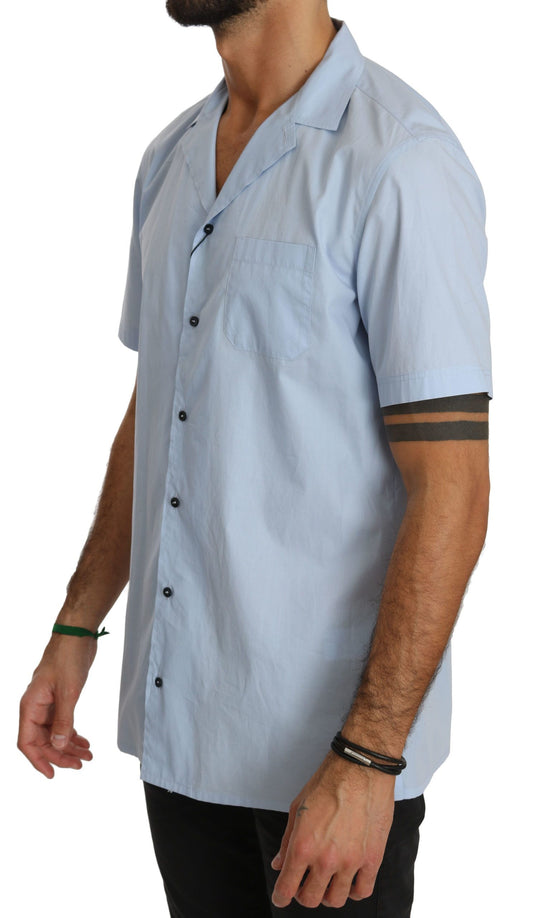 Camisa azul de manga corta 100 % algodón