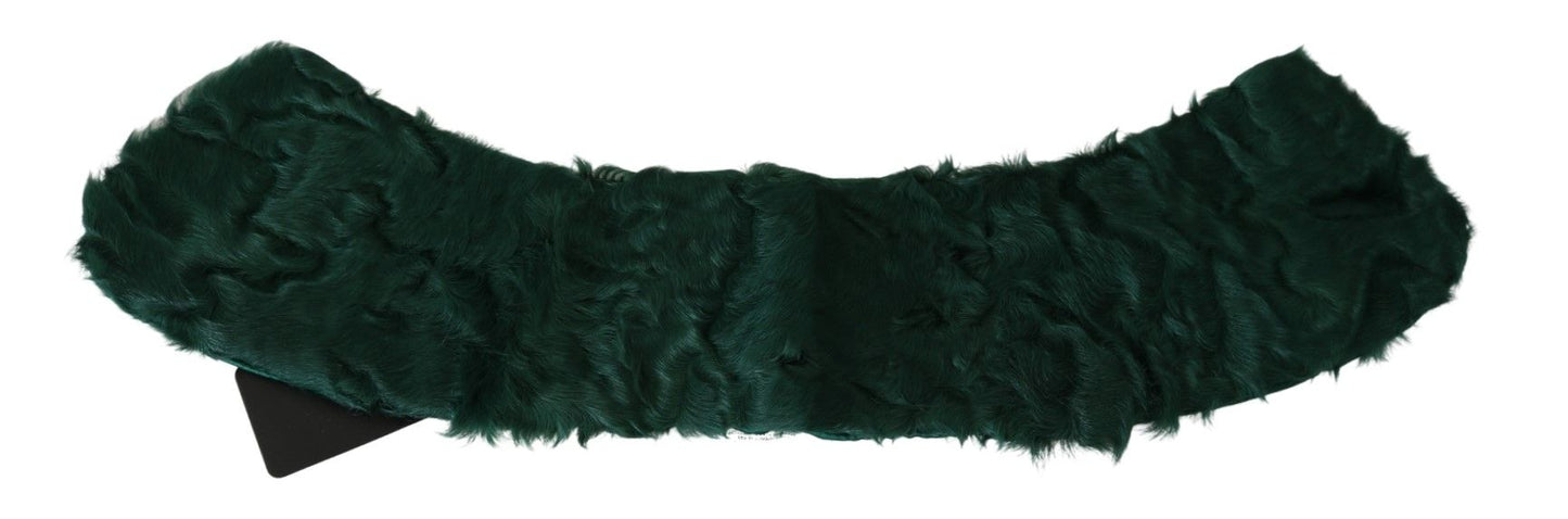 Bufanda de piel de cordero con cuello de hombro de piel verde