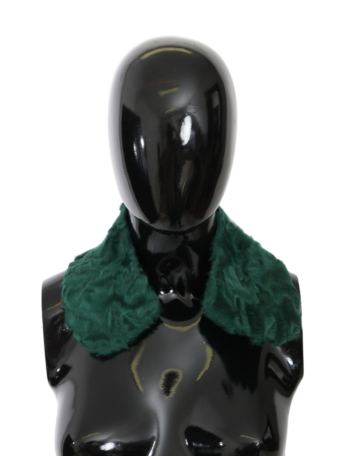 Bufanda de piel de cordero con cuello de hombro de piel verde