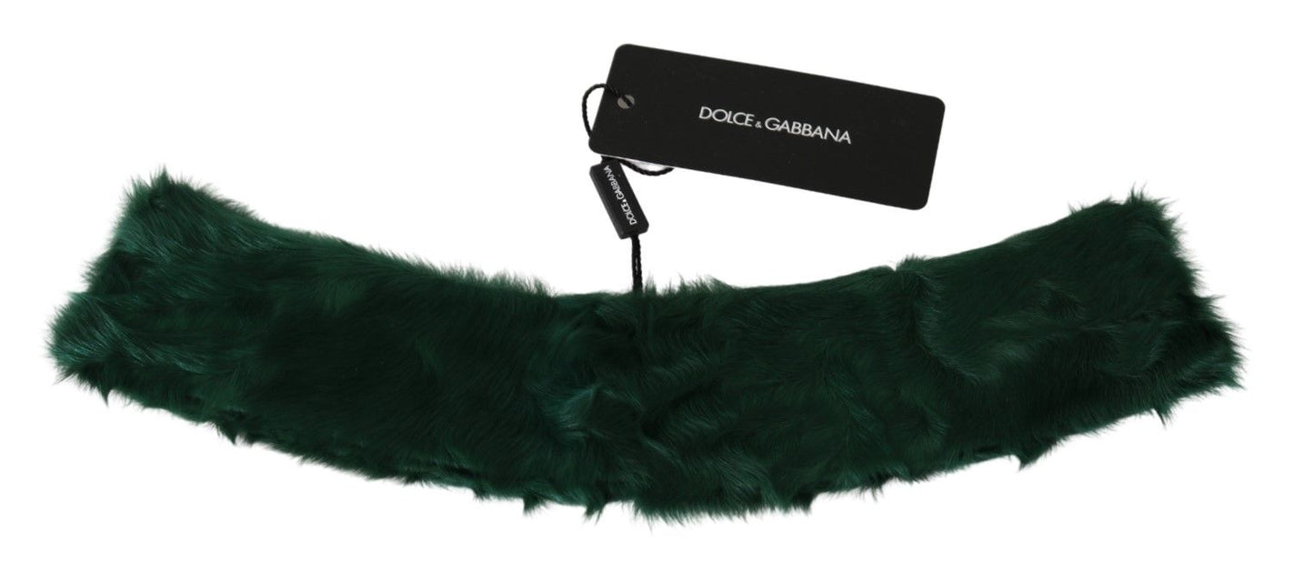 Bufanda de piel de cordero con cuello de piel verde