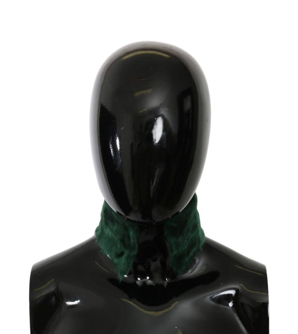 Bufanda de piel de cordero con cuello de piel verde