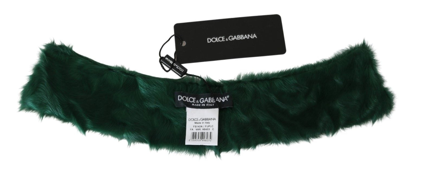 Bufanda de piel de cordero con cuello de piel verde