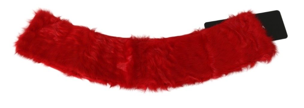 Bufanda de piel de cordero con cuello de piel roja