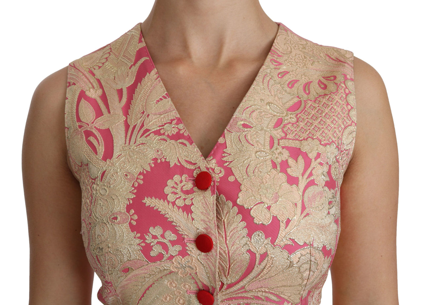 Chaleco tipo blusa con brocado de oro rosa