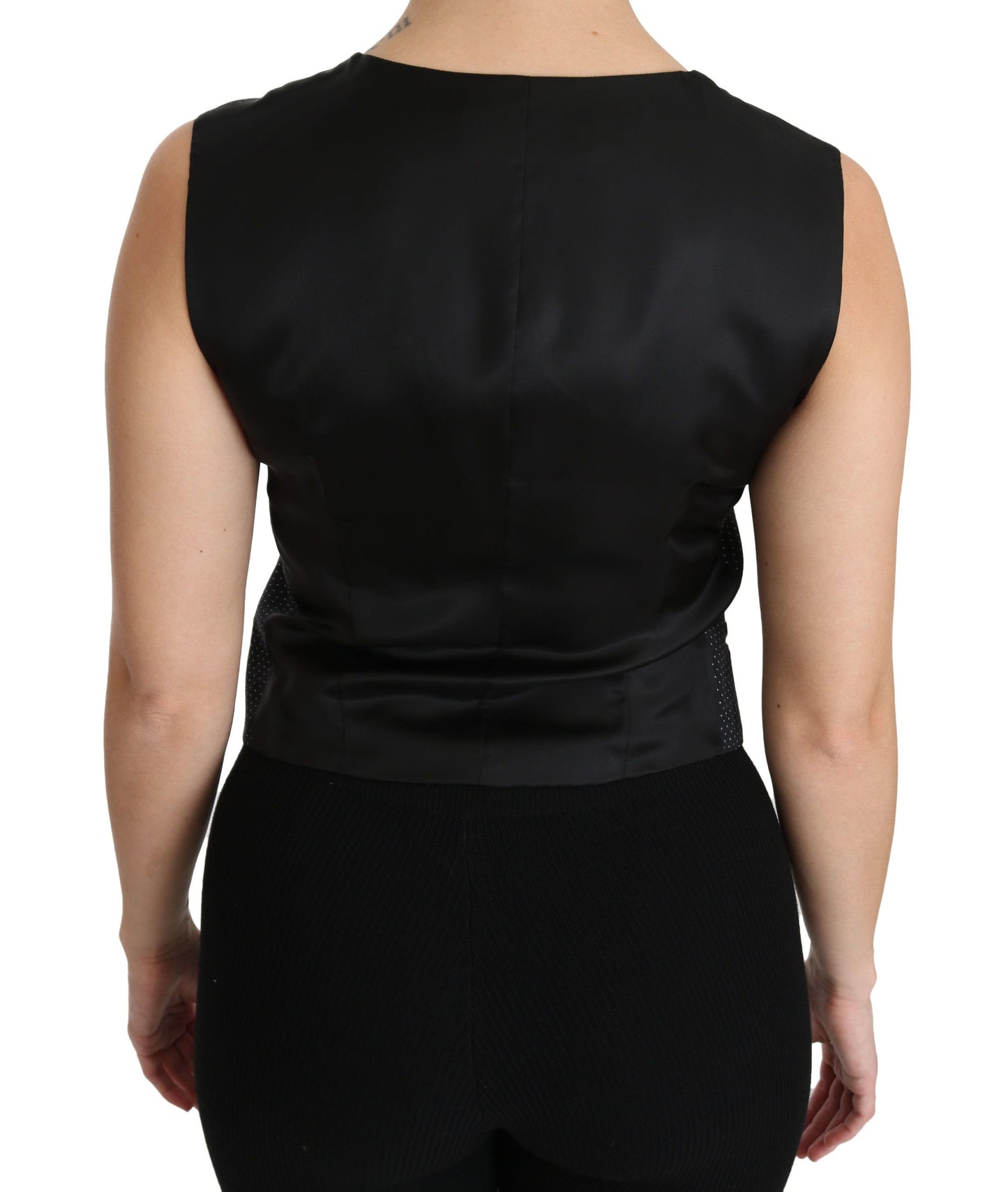 Chaleco tipo blusa con lunares negros