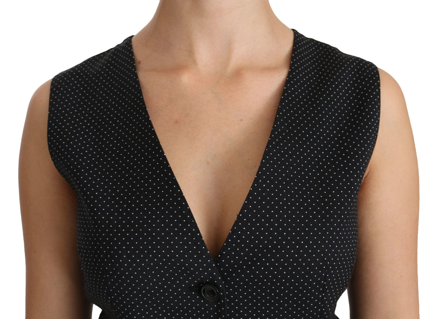 Chaleco tipo blusa con lunares negros