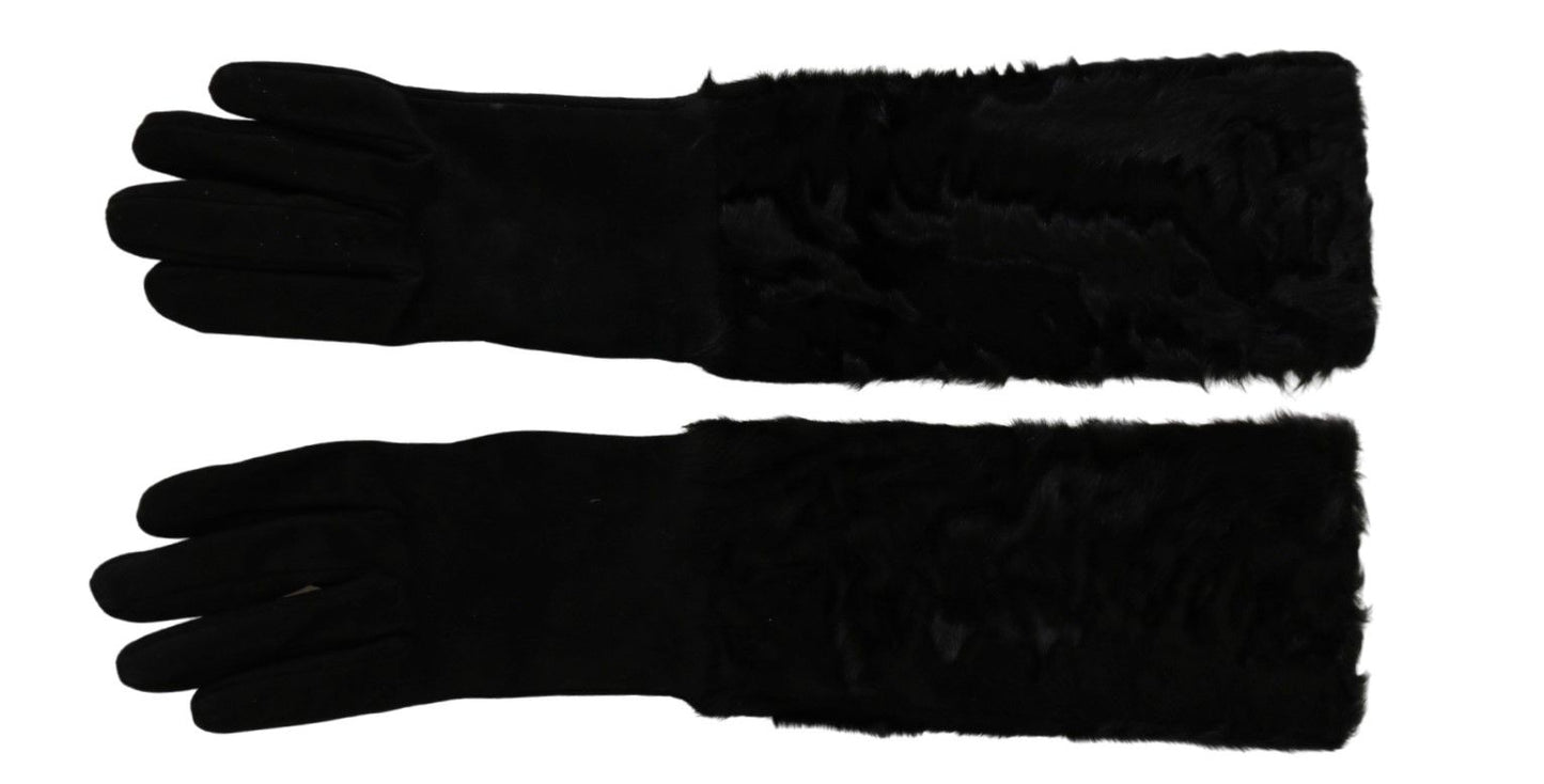 Guantes de gamuza negros hasta el codo
