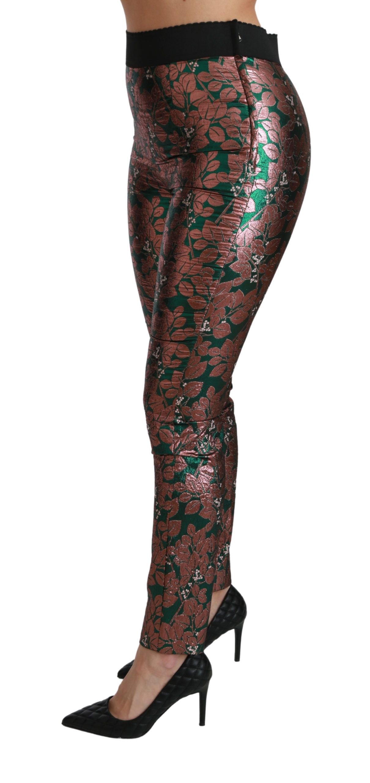 Pantalones ajustados con medias de hoja de bronce verde