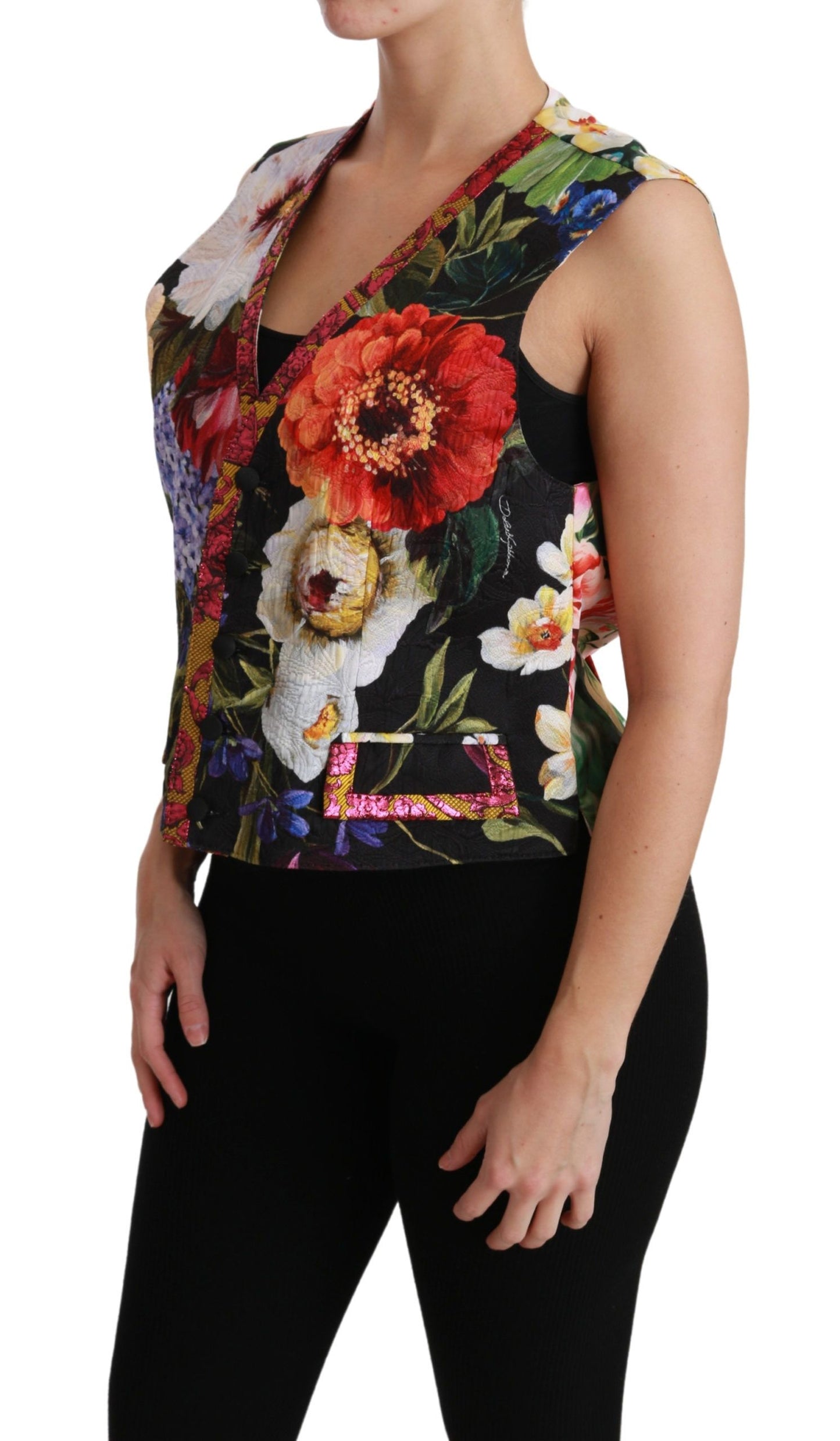 Chaleco sin mangas con estampado floral multicolor