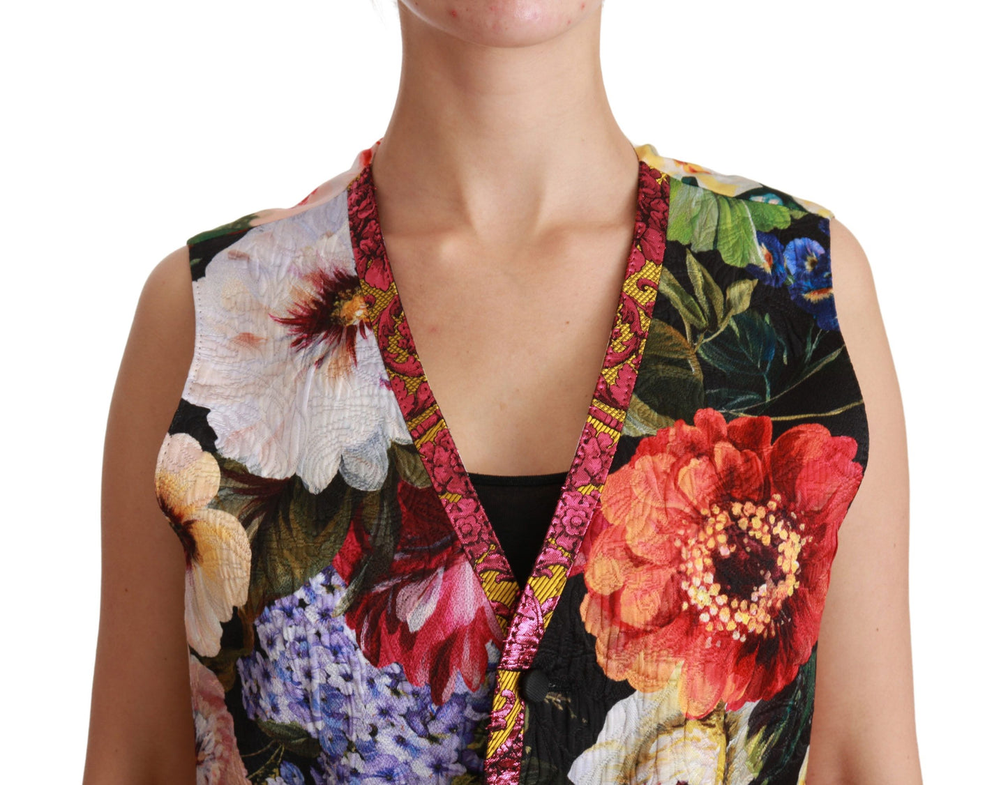 Chaleco sin mangas con estampado floral multicolor