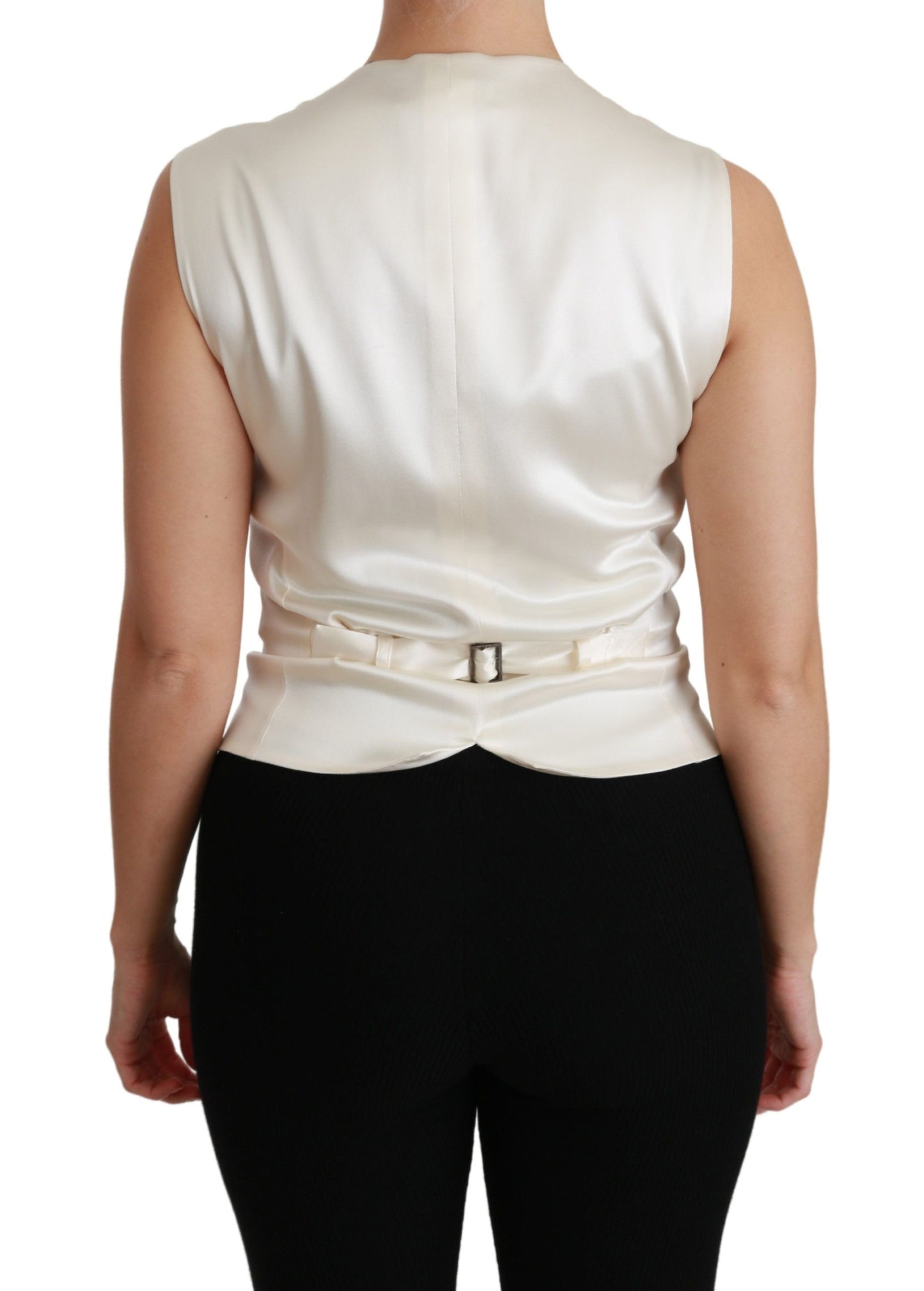 Chaleco blanco ajustado de seda