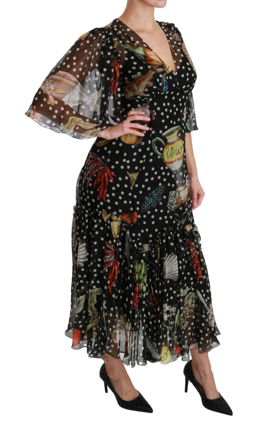 Robe trapèze à imprimé poisson de la mer Noire Sicile