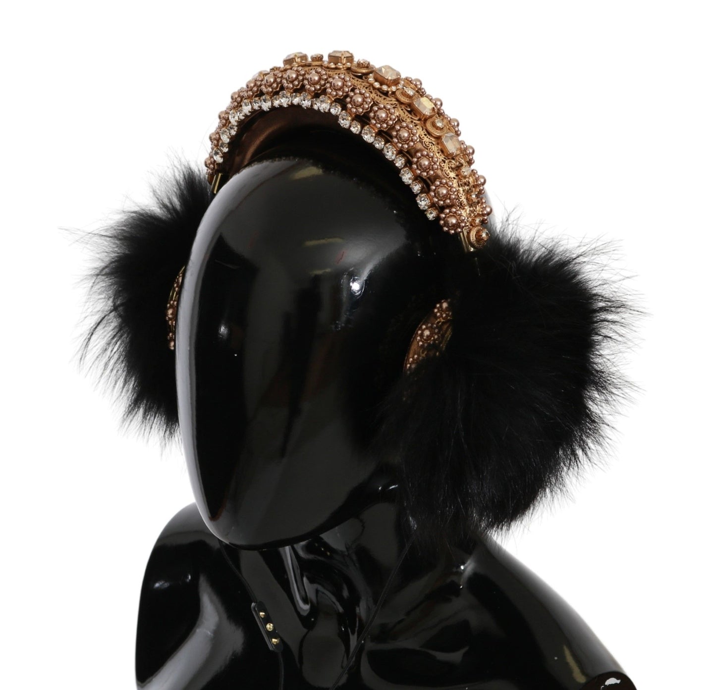 Auriculares de audio con diadema de piel de cristal, color dorado y negro
