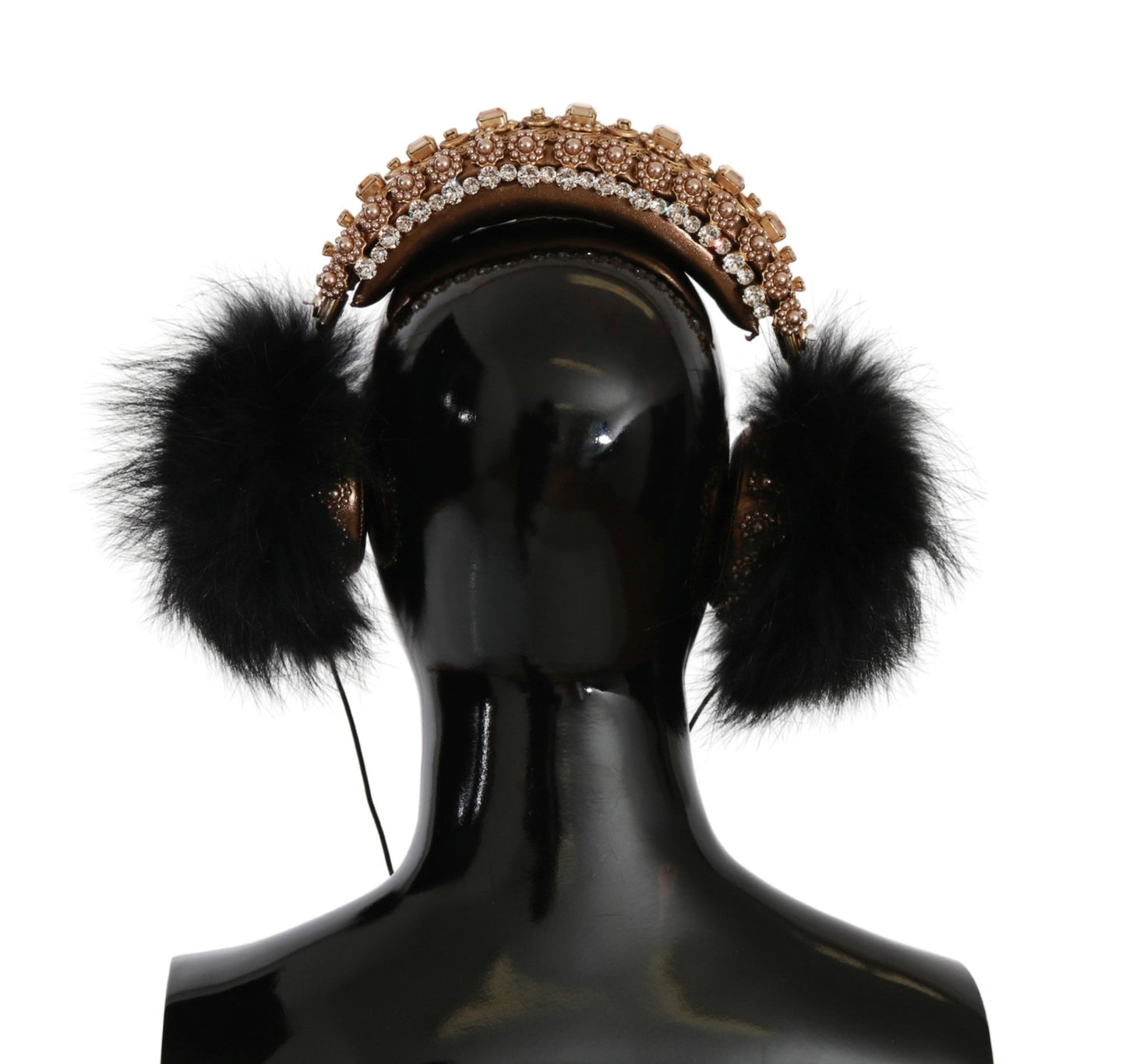 Auriculares de audio con diadema de piel de cristal, color dorado y negro