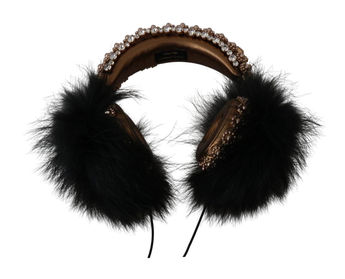 Auriculares de audio con diadema de piel de cristal, color dorado y negro