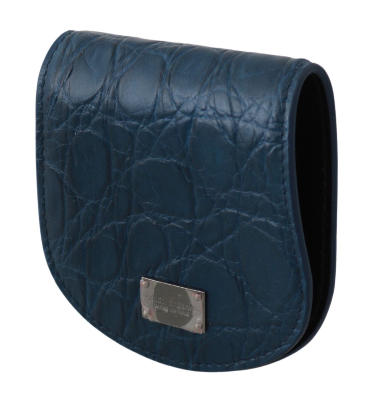 Estuche de cuero azul para condones de bolsillo
