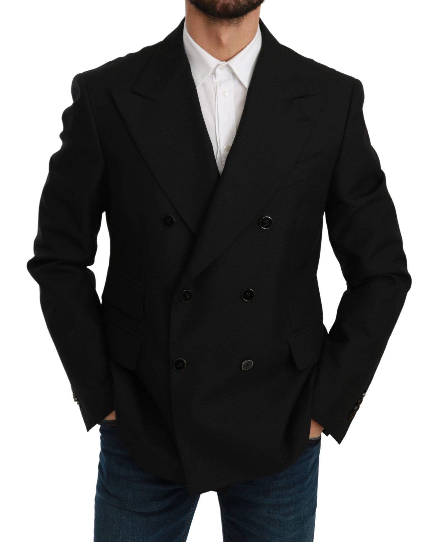 Veste noire slim fit, manteau, blazer en laine