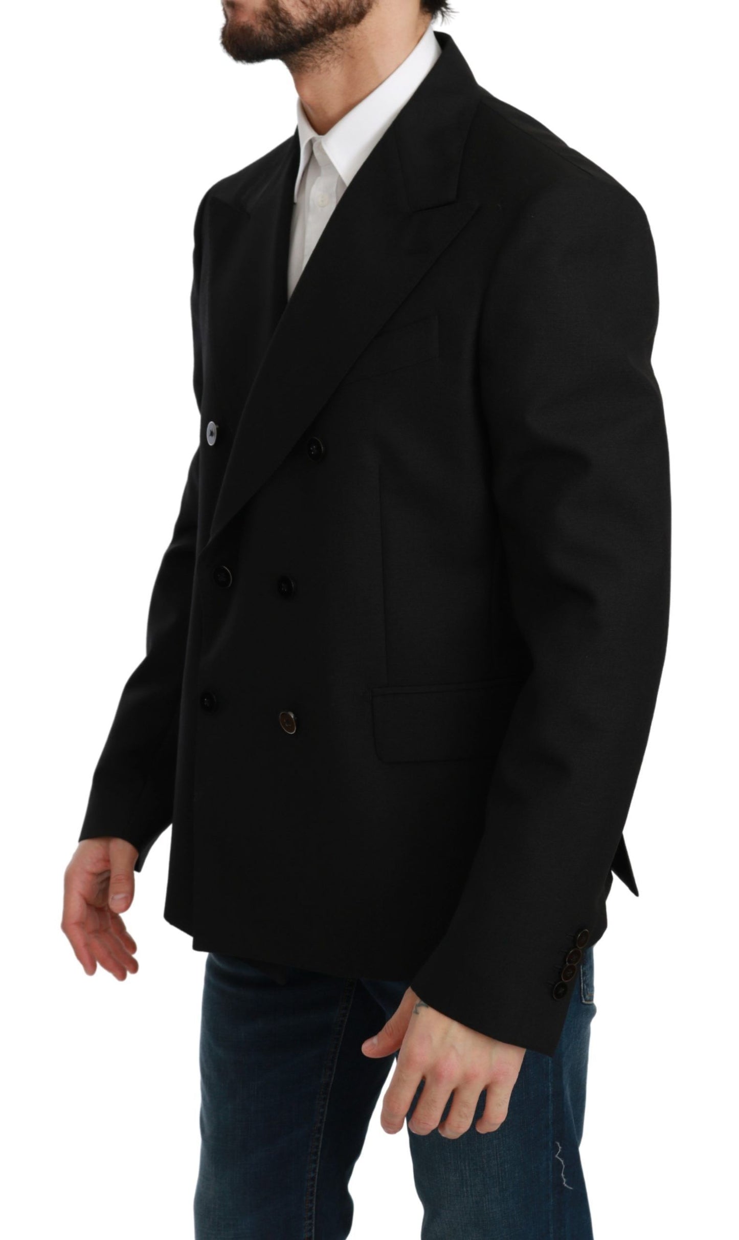 Veste noire slim fit, manteau, blazer en laine