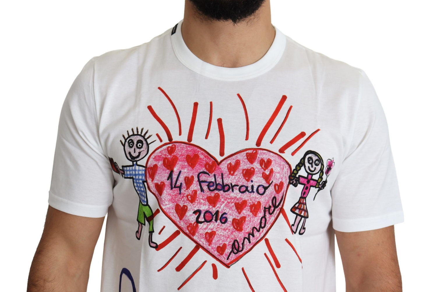 White Saint Valentine Hearts Print Men T-shirt