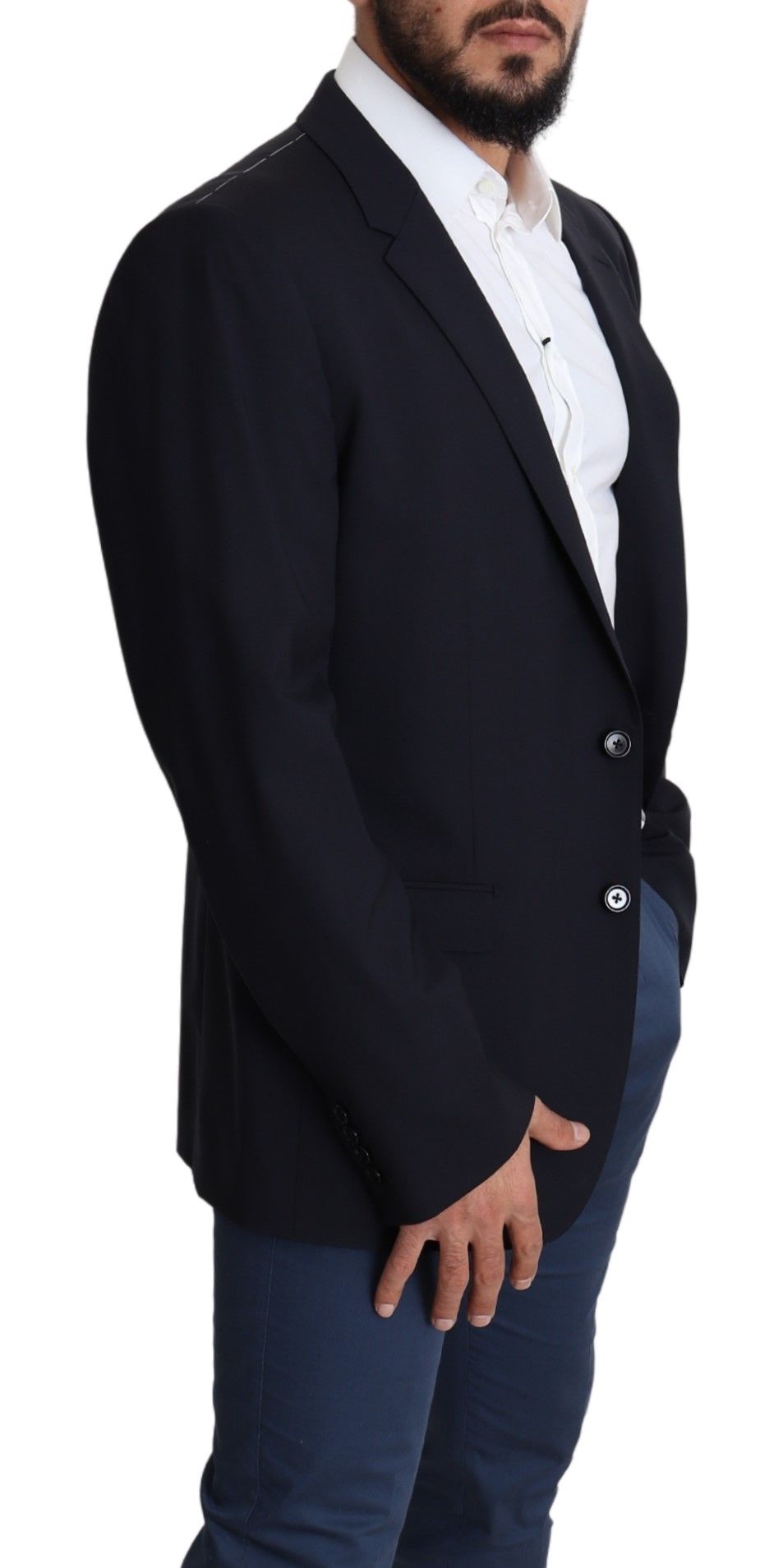 Manteau en laine stretch noire pour homme, blazer MARTINI