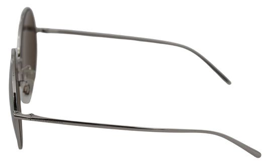 Gafas de sol para mujer con lentes grises redondas plateadas