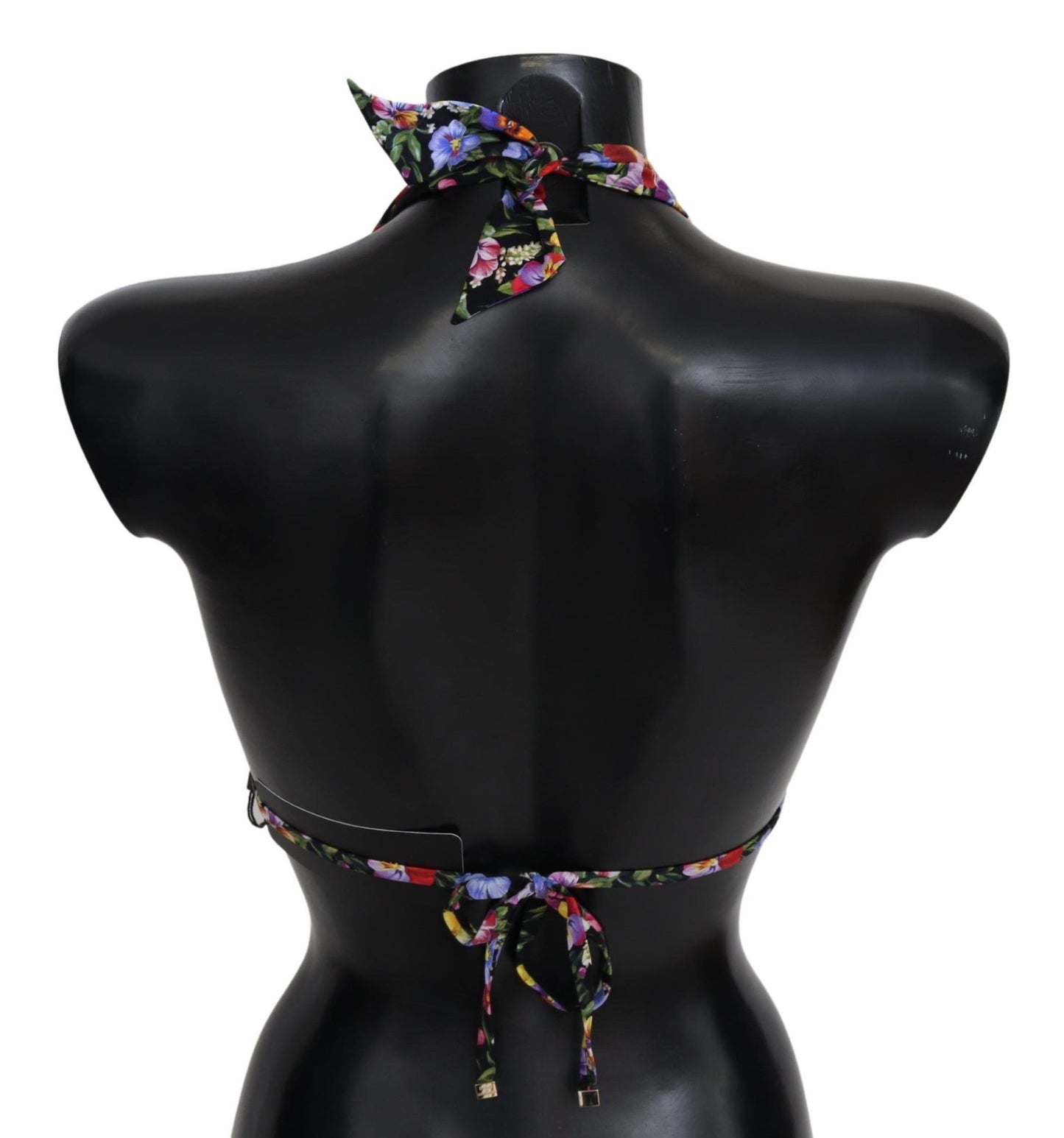 Traje de baño con estampado floral negro, ropa de playa, top de bikini