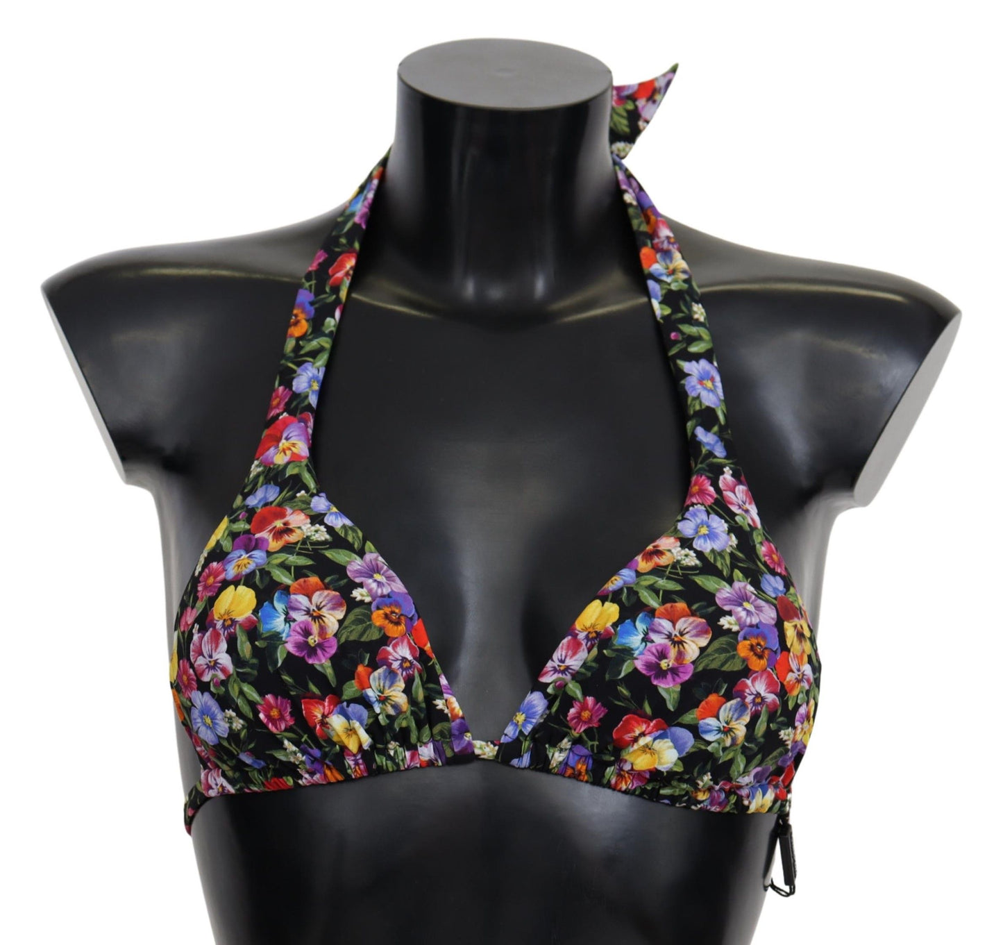 Traje de baño con estampado floral negro, ropa de playa, top de bikini