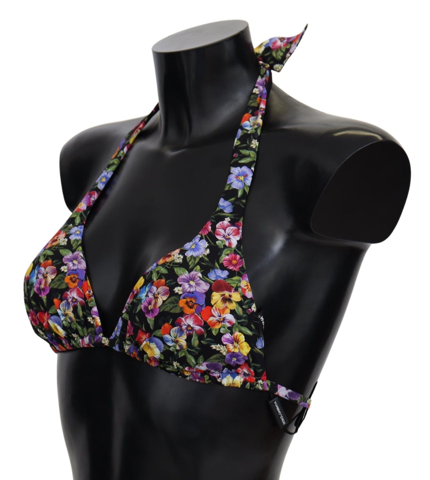 Traje de baño con estampado floral negro, ropa de playa, top de bikini