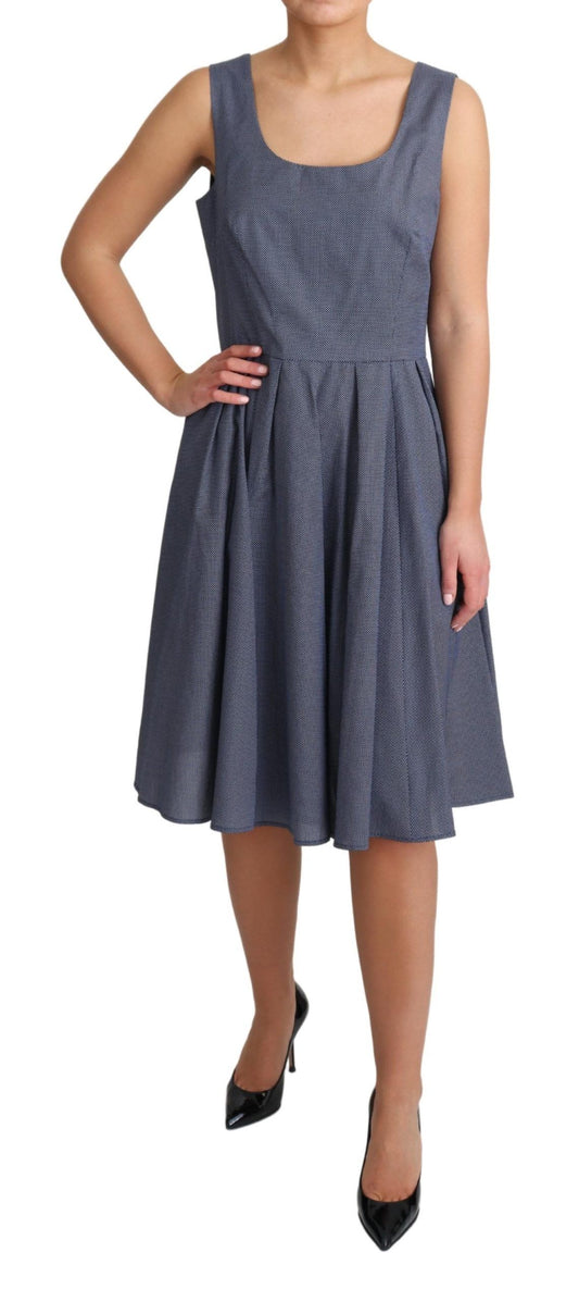 Vestido elástico de algodón con lunares azules y corte A