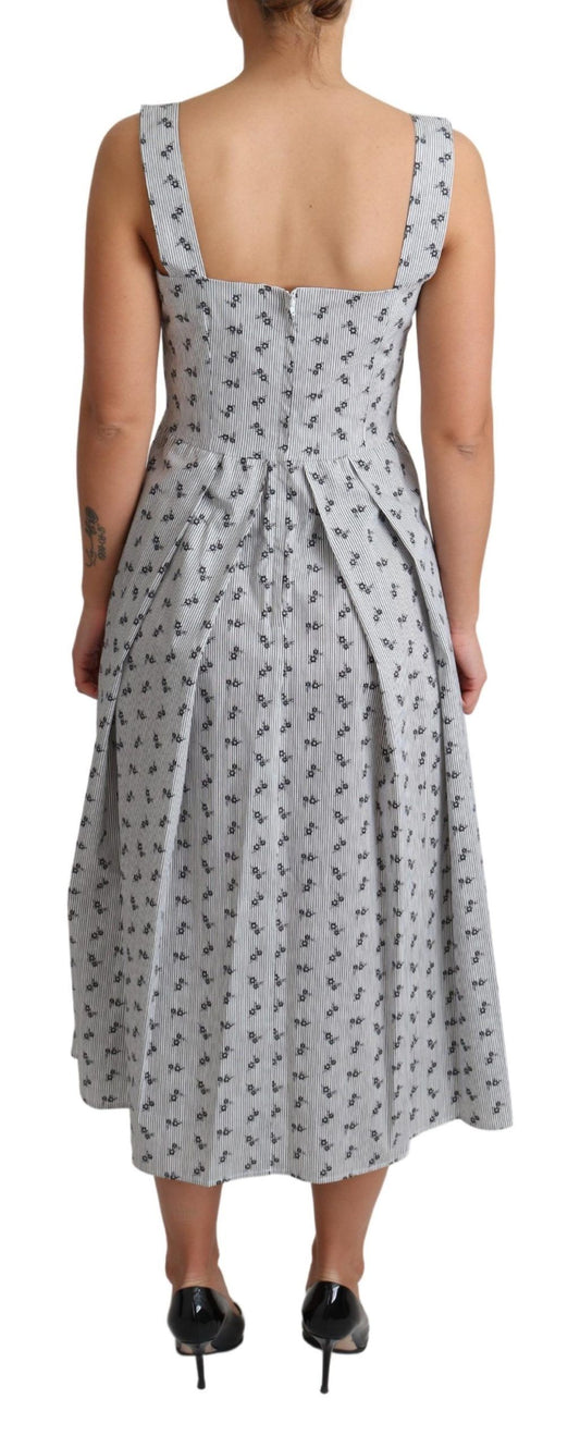 Vestido de algodón con estampado floral azul y blanco