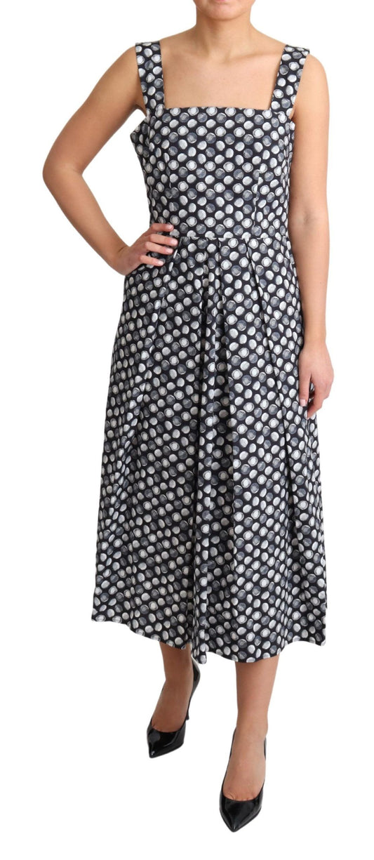 Vestido azul de algodón con diseño geométrico en forma de A