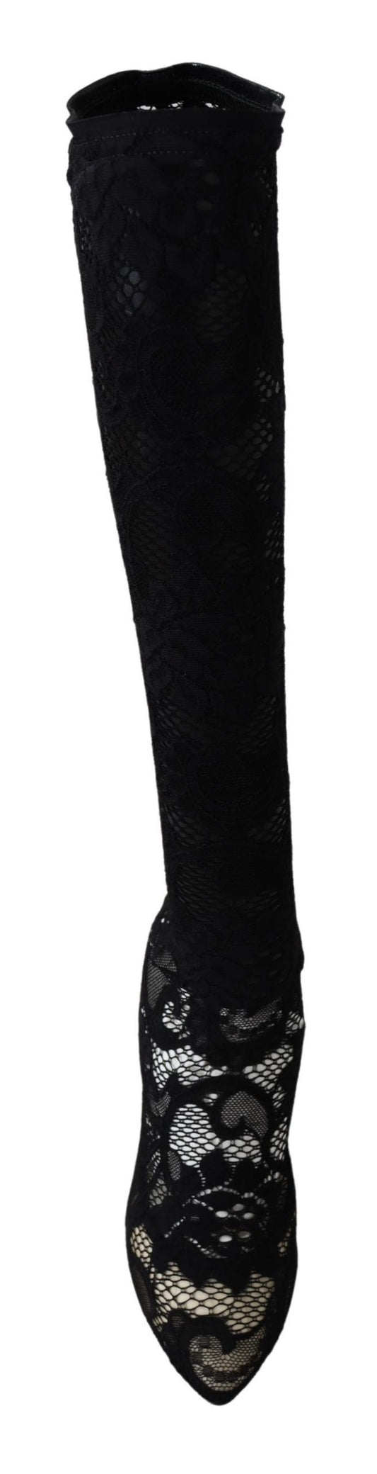 Chaussettes en dentelle noire Taormina, bottes, chaussures, escarpins