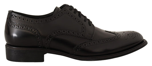 Zapatos formales Oxford de cuero negro con punta de ala