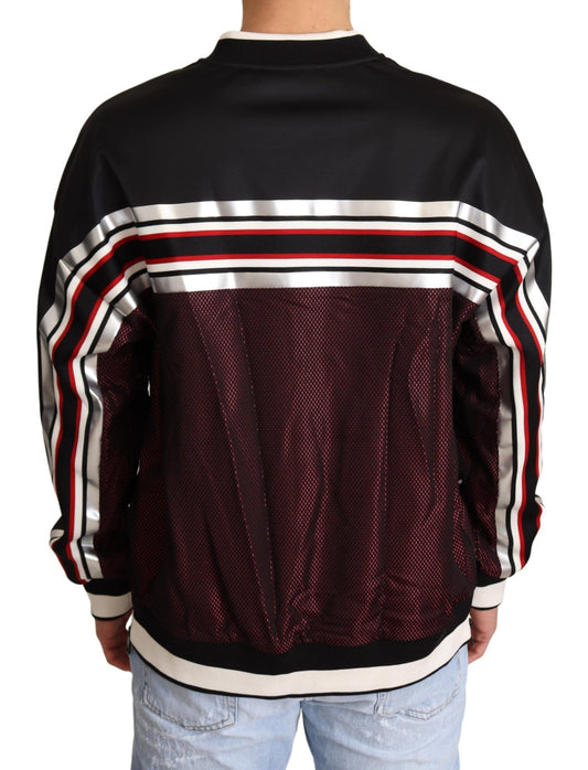 Pull ras du cou sport en maille noir et rouge