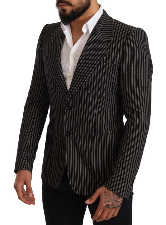 Blazer en laine coupe slim à rayures noires