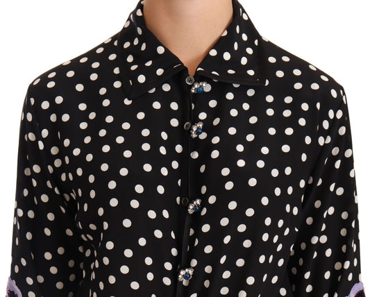 Robe fleurie à paillettes et cristaux noirs et blancs