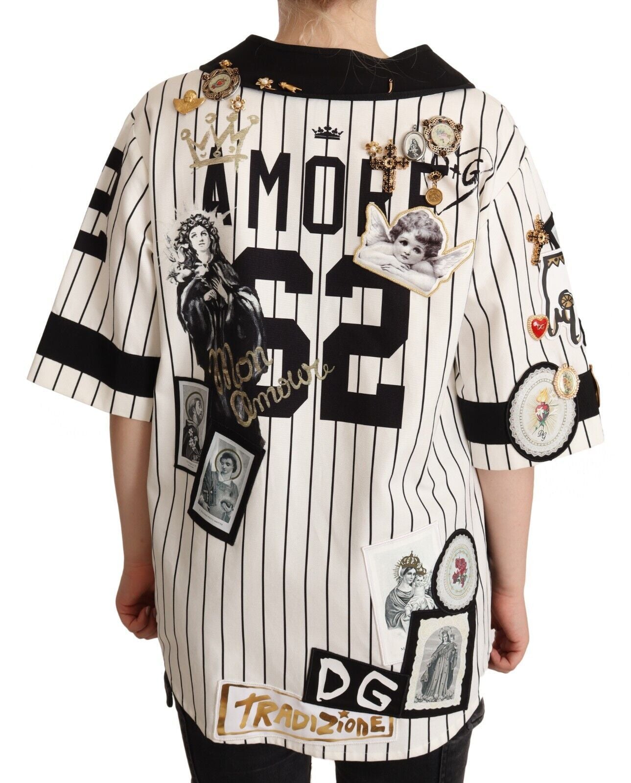 Chemise Amore en coton blanc avec breloques en cristal