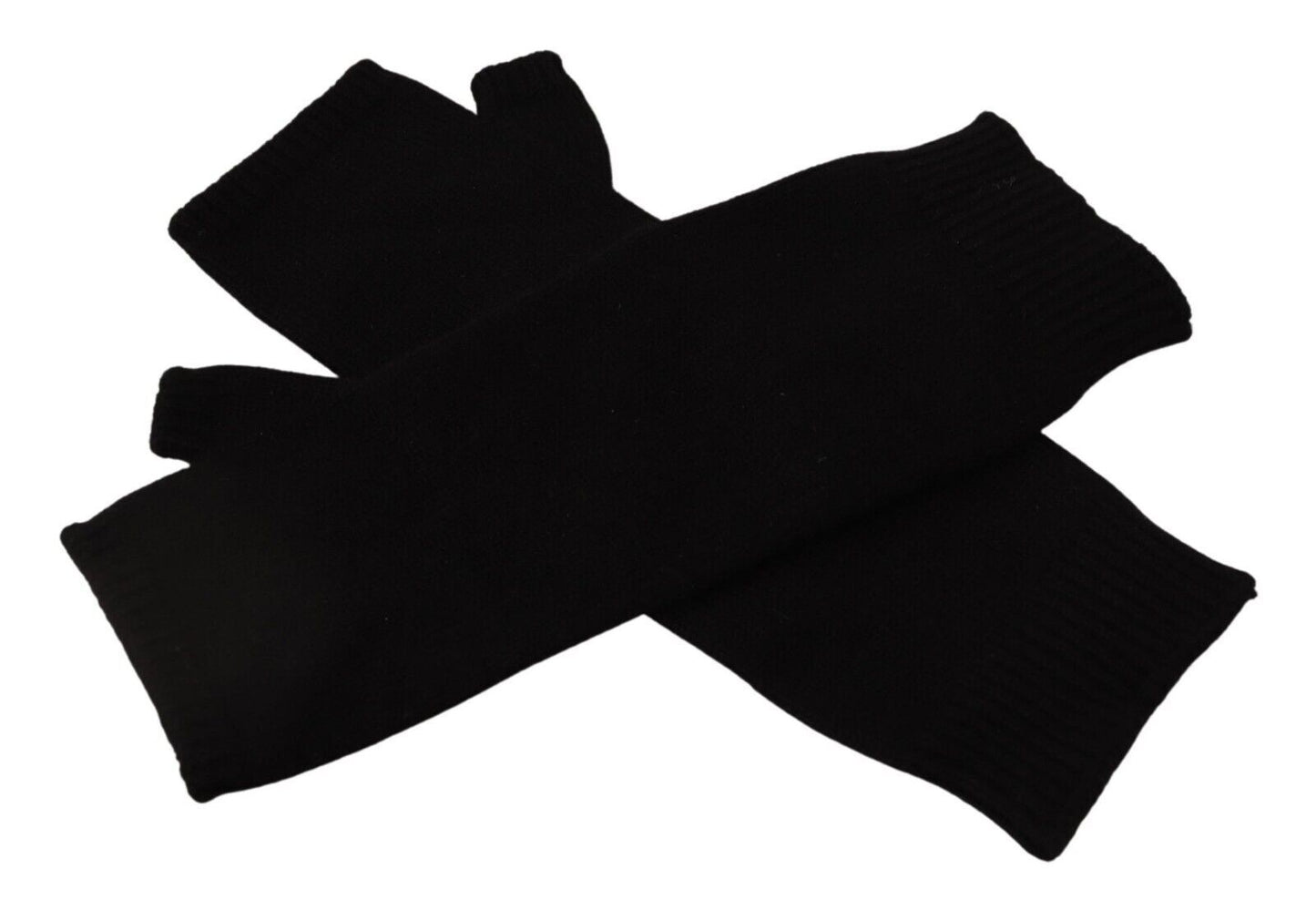 Guantes negros de punto sin dedos hasta el codo
