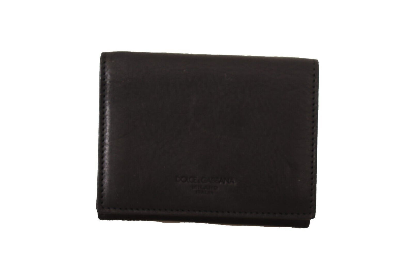 Monedero de cuero negro con tres pliegues y cinturón, cartera multiusos