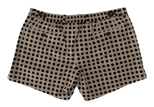 Short en coton et lin à pois noirs et blancs