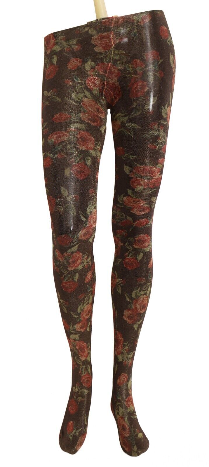 Medias de nailon con estampado floral negro