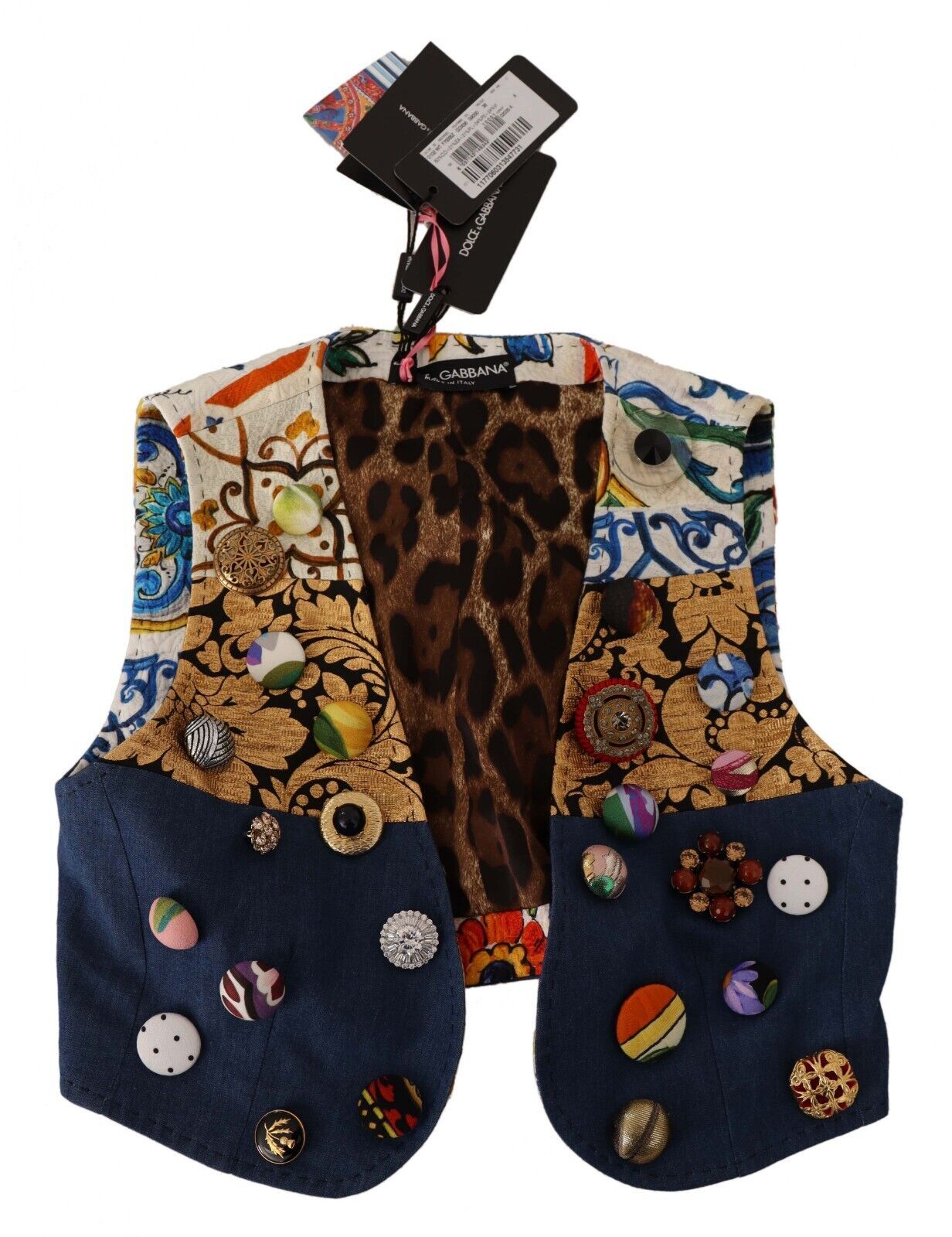 Chaleco de algodón con adornos multicolores