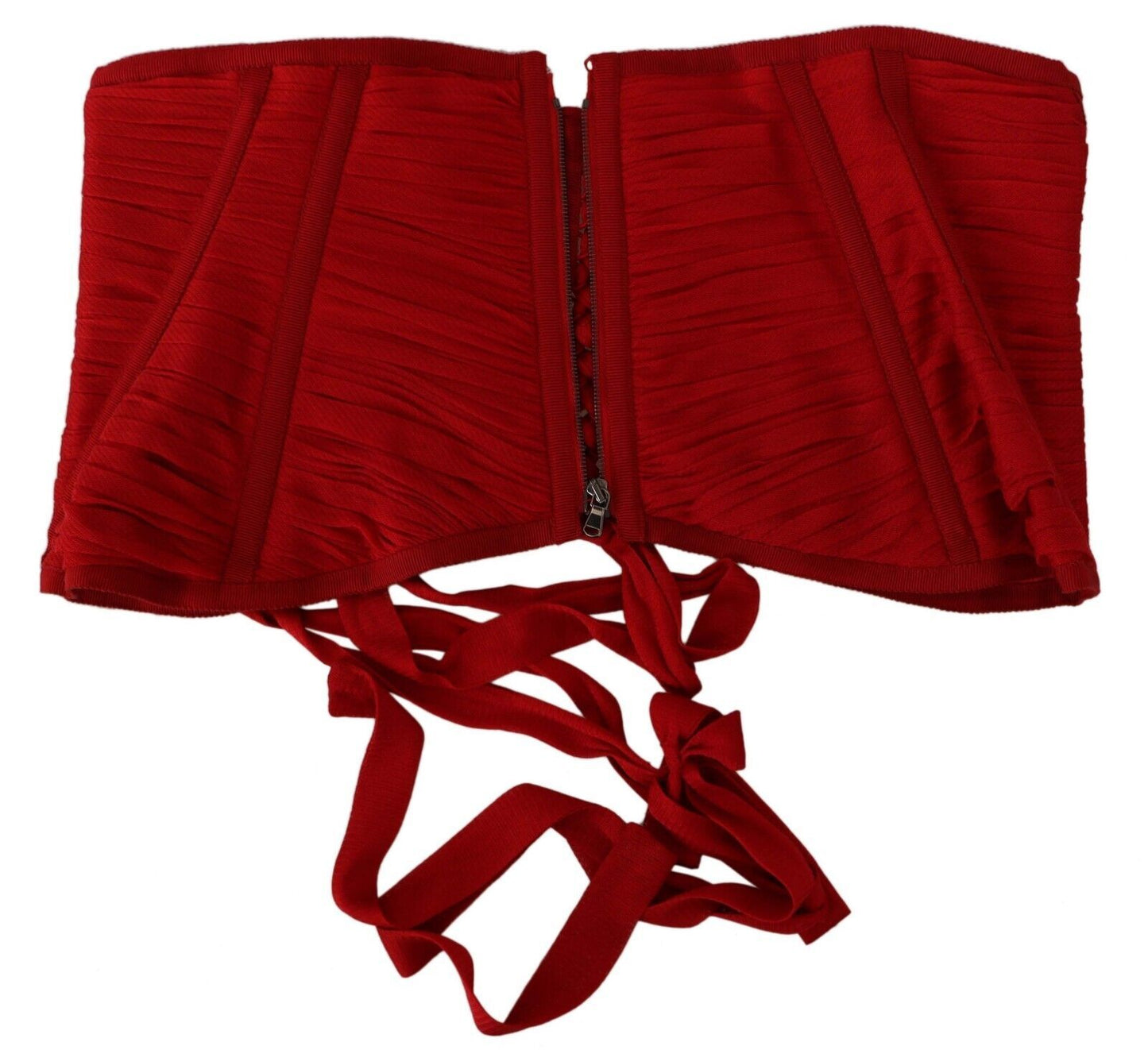 Cinturón de corsé rojo con cintura elástica y parte superior de seda