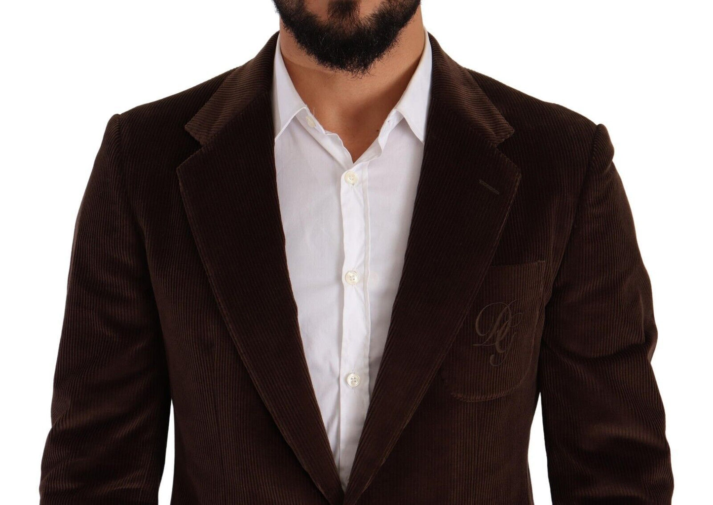 Abrigo ajustado de pana marrón Blazer con logotipo de DG