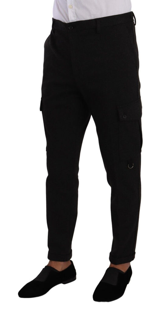 Pantalones cargo ajustados de viscosa negra para hombre