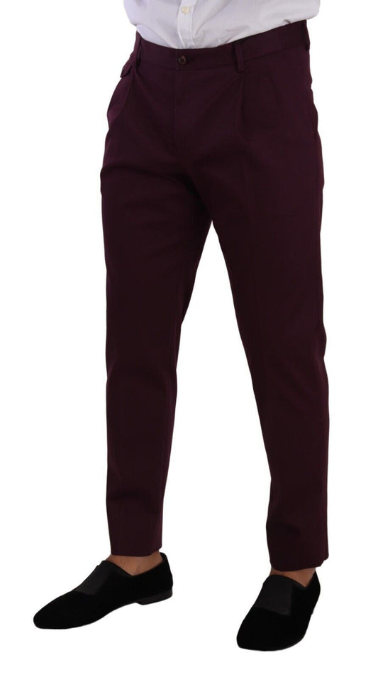 Purple Cotton Tapered Chinos Dress Pants